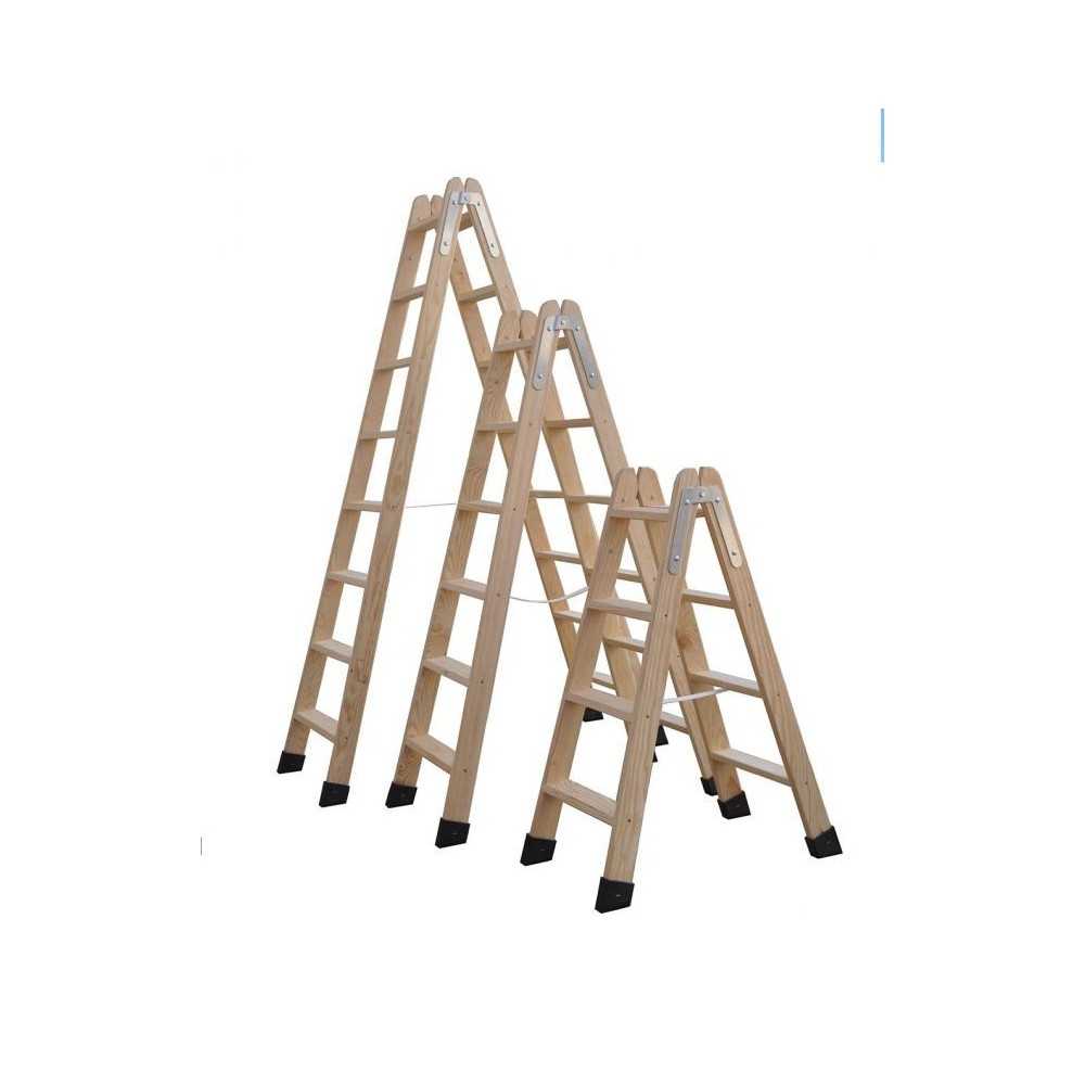 Escalera en tijera de madera maciza