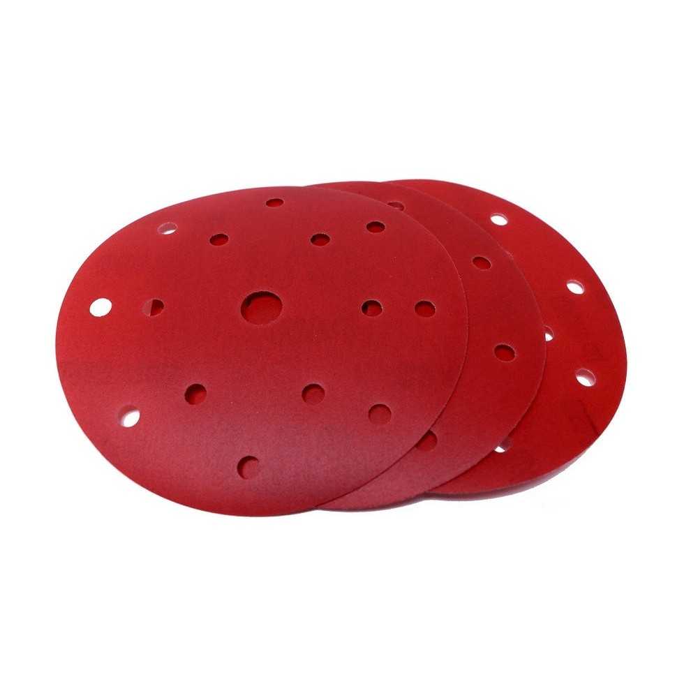 Lija disco velcro roja 150 mm 15 agujeros  | Compra Online |