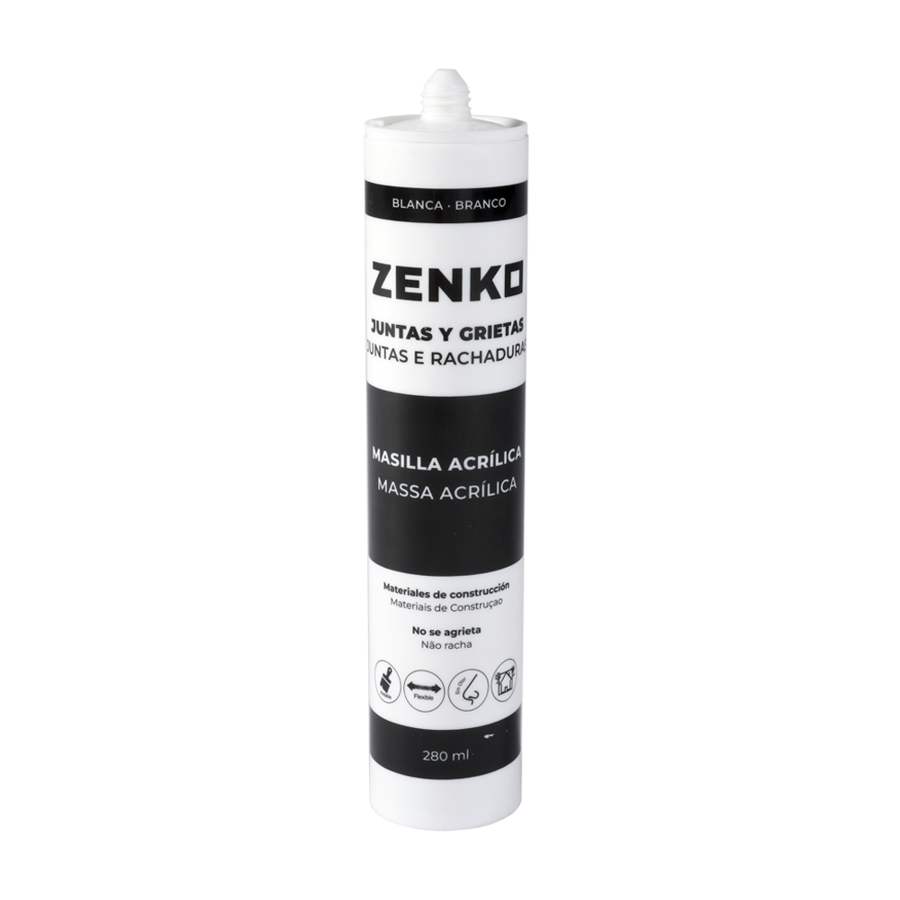 Masilla acrilica blanca Zenko cartucho 300 ml.